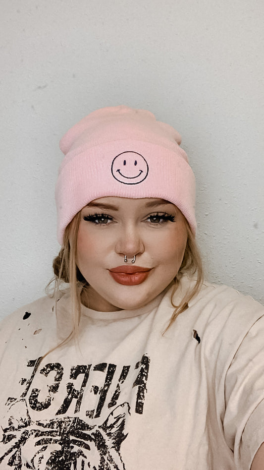 Smile You're On Camera Beanie (pink)